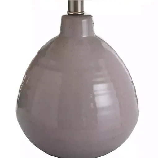 Gray Ribbed Ceramic Table Lamp