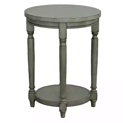 Gray Round Charging Accent Table