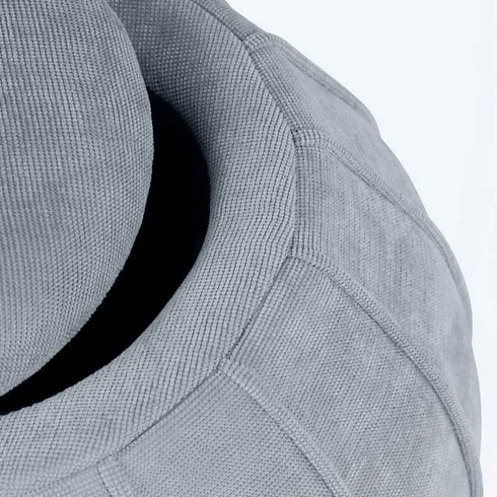 Gray Rounded Oval Storage Ottoman