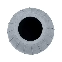 Gray Rounded Oval Storage Ottoman