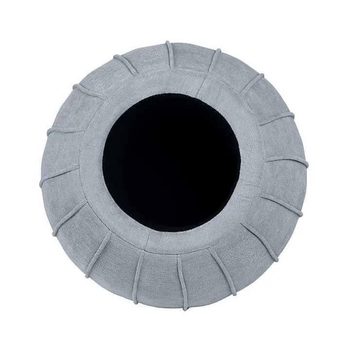 Gray Rounded Oval Storage Ottoman