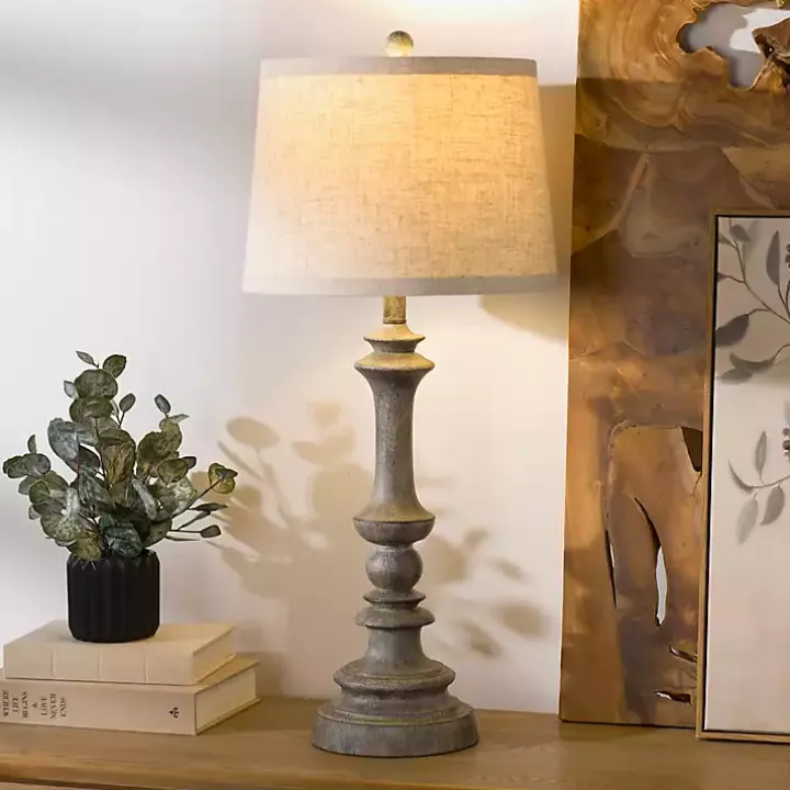 Gray Savannah Spindle Table Lamp