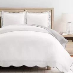 Gray Scallop Edge 3-pc. Full/Queen Duvet Cover Set