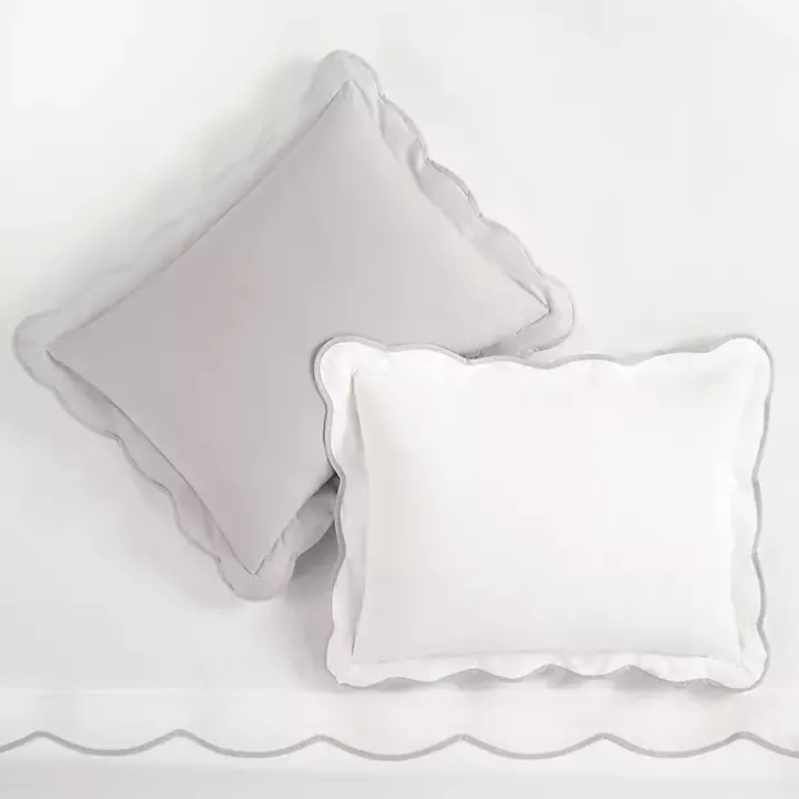 Gray Scallop Edge 3-pc. Full/Queen Duvet Cover Set