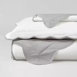 Gray Scallop Edge 3-pc. Full/Queen Duvet Cover Set