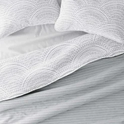 Gray Scalloped Reversible 3-pc. King Quilt Set