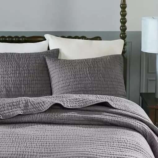 Gray Serene Quilted 3-pc. King Coverlet Set