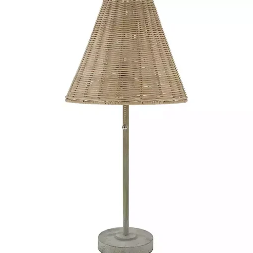 Gray Sirocco Table Lamp with Rattan Shade
