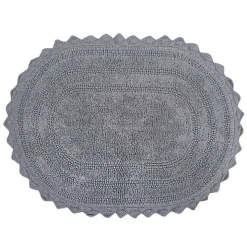Gray Small Crochet Oval Bath Mat