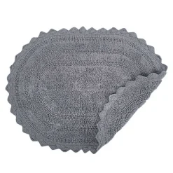 Gray Small Crochet Oval Bath Mat