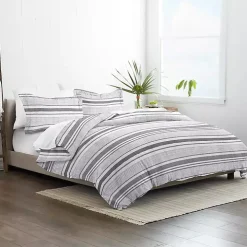 Gray Soft Striped 3-pc. King Duvet Cover Set
