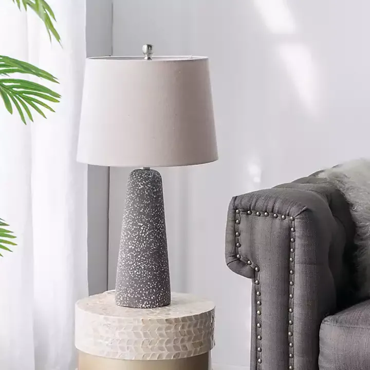 Gray Speckled Stone Table Lamp
