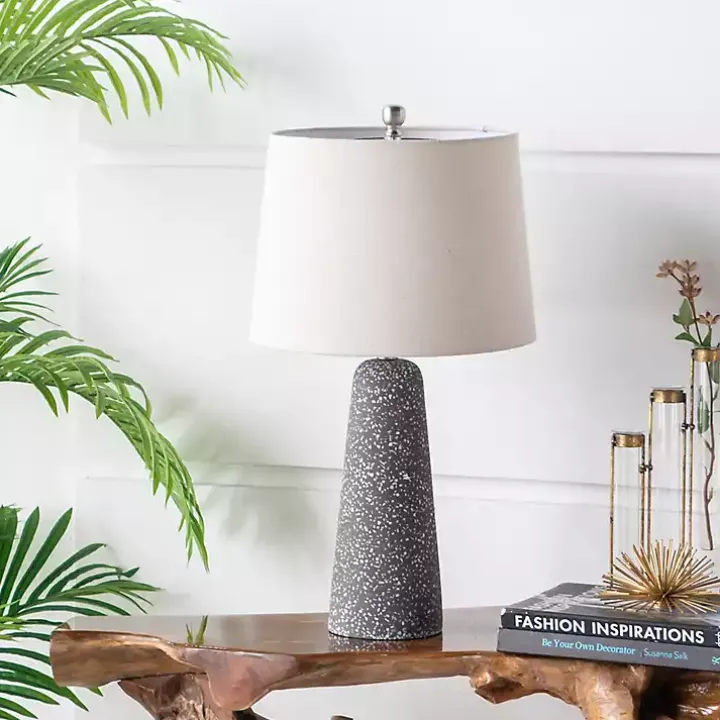 Gray Speckled Stone Table Lamp