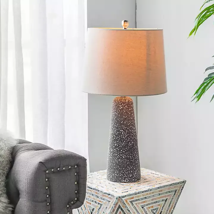Gray Speckled Stone Table Lamp