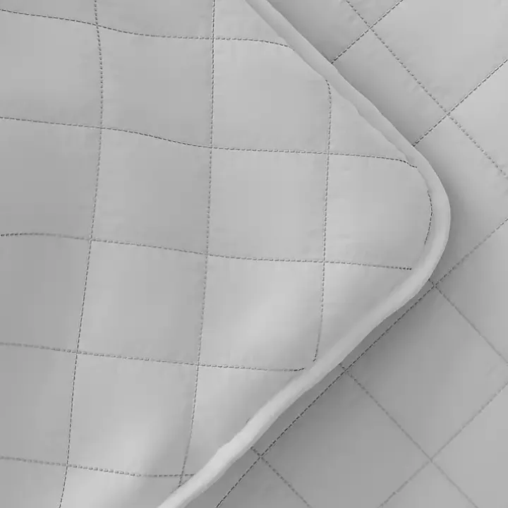 Gray Stitched Diamond 3-pc. King Quilt Set