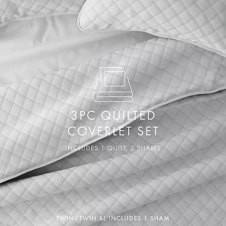 Gray Stitched Diamond 3-pc. King Quilt Set
