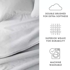 Gray Stitched Stripes 3-pc. Queen Quilt Set