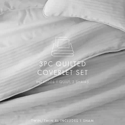 Gray Stitched Stripes 3-pc. Queen Quilt Set