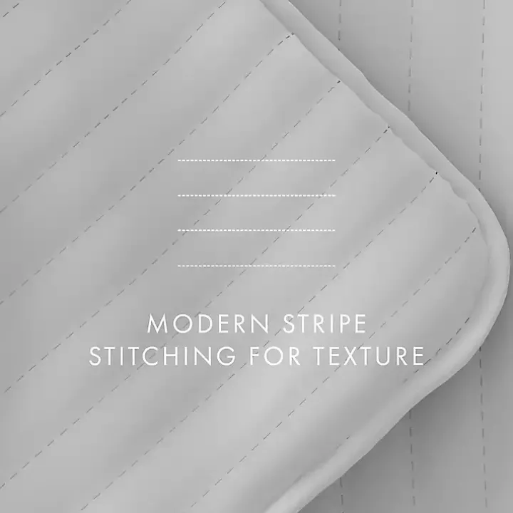 Gray Stitched Stripes 3-pc. King Quilt Set