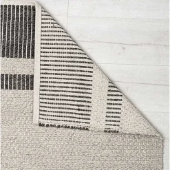 Gray Striped Border Area Rug