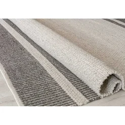 Gray Striped Border Area Rug