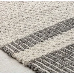 Gray Striped Border Area Rug