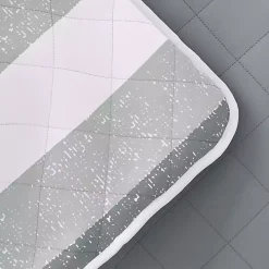 Gray Striped Reversible 3-pc. Queen Quilt Set