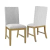 Gray Stripes Nailhead Dining Chairs, Set of 2