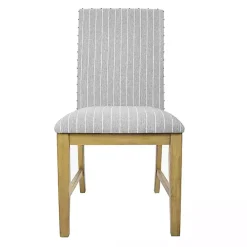 Gray Stripes Nailhead Dining Chairs, Set of 2