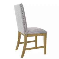 Gray Stripes Nailhead Dining Chairs, Set of 2