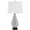 Gray Textured Glass and Silver Table Lamp