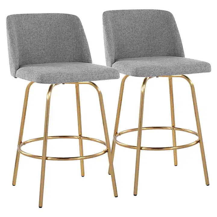 Gray Torino Gold Leg Counter Stools, Set of 2