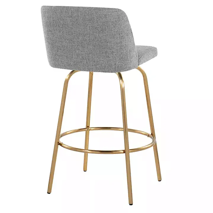 Gray Torino Gold Leg Counter Stools, Set of 2