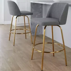 Gray Torino Gold Leg Counter Stools, Set of 2