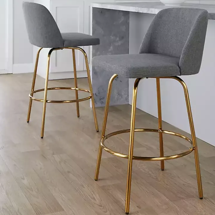 Gray Torino Gold Leg Counter Stools, Set of 2