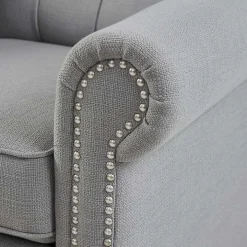 Gray Tufted Back Nailhead Trim Recliner Armchair