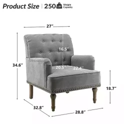 Gray Tufted Britt Accent Chair