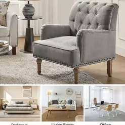 Gray Tufted Britt Accent Chair