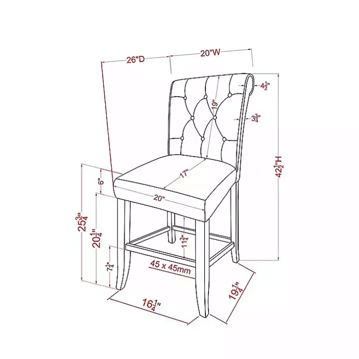 Gray Tufted Landon Counter Stools, Set of 2