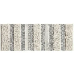 Gray Tufted Stripes Woven Bath Runner
