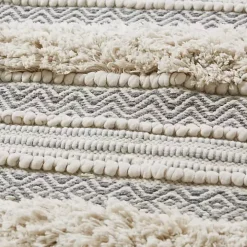 Gray Tufted Stripes Woven Bath Runner