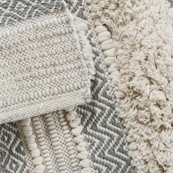 Gray Tufted Stripes Woven Bath Runner