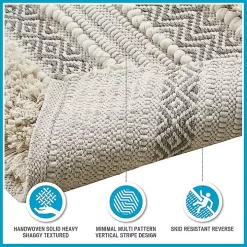 Gray Tufted Stripes Woven Bath Runner