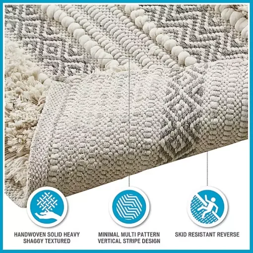 Gray Tufted Stripes Woven Bath Runner