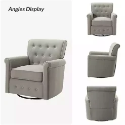 Gray Tufted Swivel Armchair