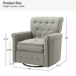 Gray Tufted Swivel Armchair