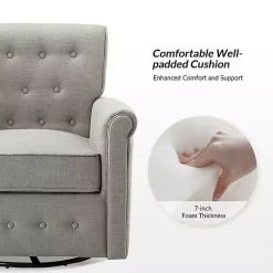 Gray Tufted Swivel Armchair