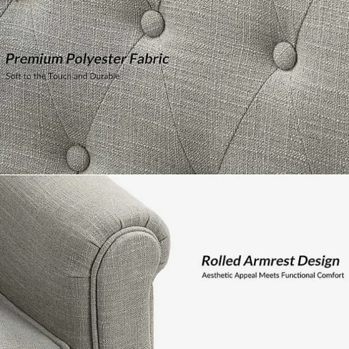 Gray Tufted Swivel Armchair