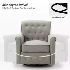 Gray Tufted Swivel Armchair