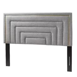 Gray Tufted Upholstered Adjustable Queen Headboard